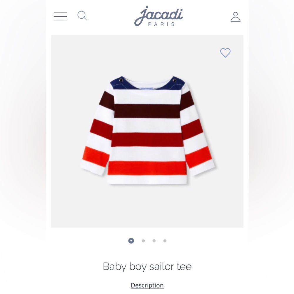 NWOT Jacadi Baby Boy sailor Long Sleeve Tee Nautical Stripes